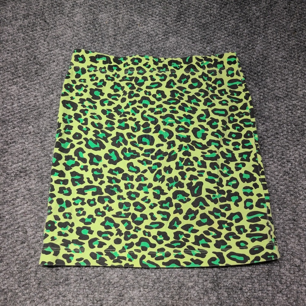 Y2k Mcbling Forever 21 Mini Skirt Womens S Neon Lime Green Leopard Print Club